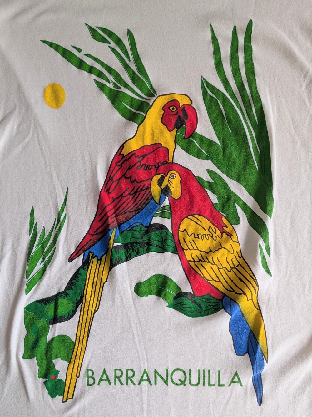 Vintage White Parrot Graphic Mini Shirt Dress with 'Barranquilla' Print - Picture 3 of 8